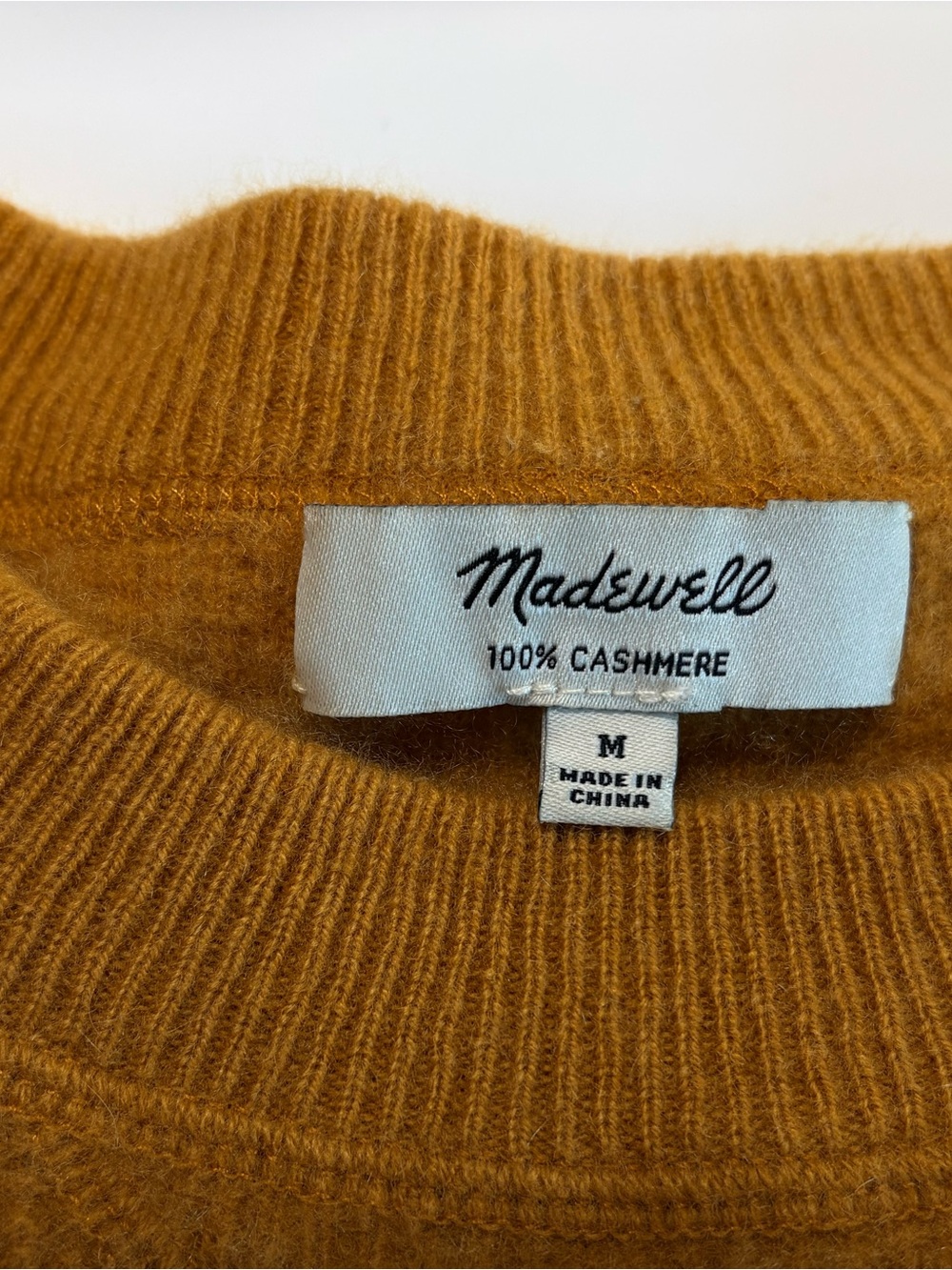 🧡 Madewell 100% Cashmere Mustard Grandpa-Core Crewneck Sweater M - Picture 3 of 6